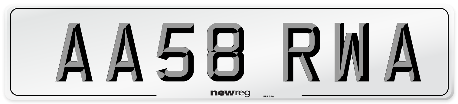 AA58 RWA Number Plate from New Reg